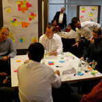 Besonders begehrt war „Design-Thinking“, bei dem die Teilnehmer ihre Wünsche an das CRM der Zukunft formulierten.