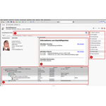 Vier zentrale Elemente erm&ouml;glichen die einfache und umfassende Bearbeitung aller Aufgaben: das zentrale Suchfeld (1), die Informationsbox mit Gesch&auml;ftspartnerdaten (2), die Abbildung der Versorgungssituation (3) und die Aktions-/Prozessbox (4).